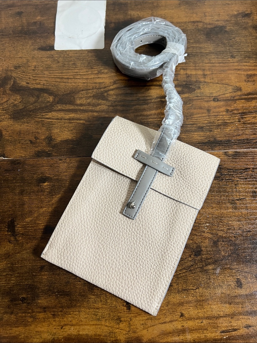 Mary Kay Cream Mini Crossbody with Gray Strap